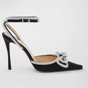 MACH & MACH Elegant Black Heels with Silver Embellishments